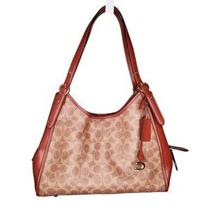 COACH Lori Logo Shoulder Bag In Signature C4825 Canvas/Leather $450
